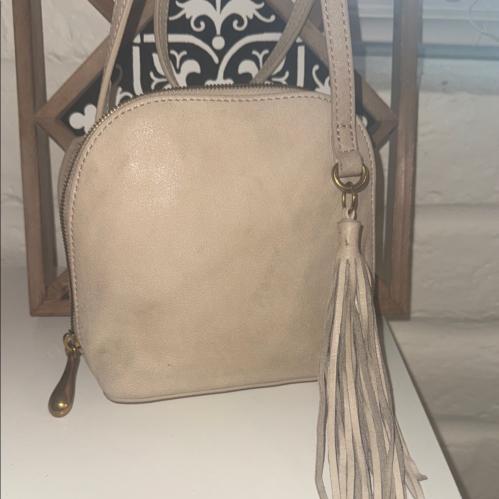 HOBO Beige Shoulder Bag with Tassel
